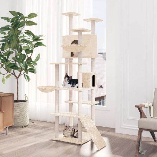 vidaXL Cat Tree with Sisal Scratching Posts Cream 191 cm S0671097605