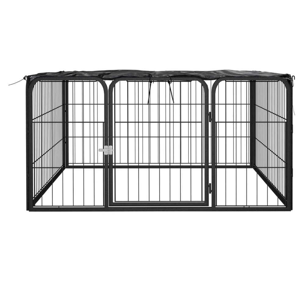 8-44 Panel Dog Playpen Black 100x50 cm to 1100 x 1100 x 50 cm Powder-coated Steel S0671091609