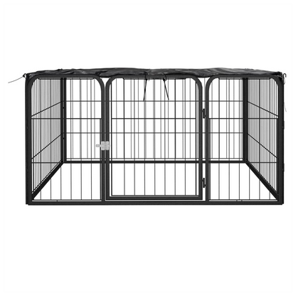 8-44 Panel Dog Playpen Black 100x50 cm to 1100 x 1100 x 50 cm Powder-coated Steel S0671091609