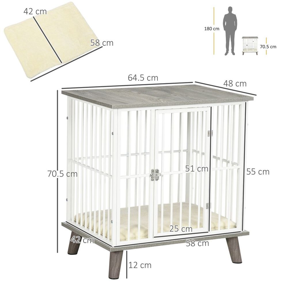 PawHut Dog Crate Furniture, Indoor Dog Kennel Side End Table, 64.5x48x70.5 cm S0671129905