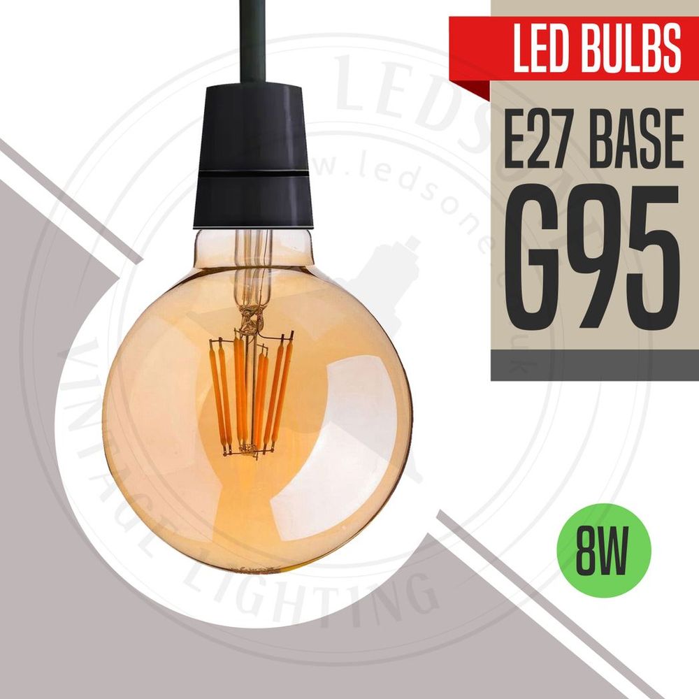 5 Pack of Vintage Globe Edison LED Light Bulb G95 8W, E27 Screw Bulb S0671114249