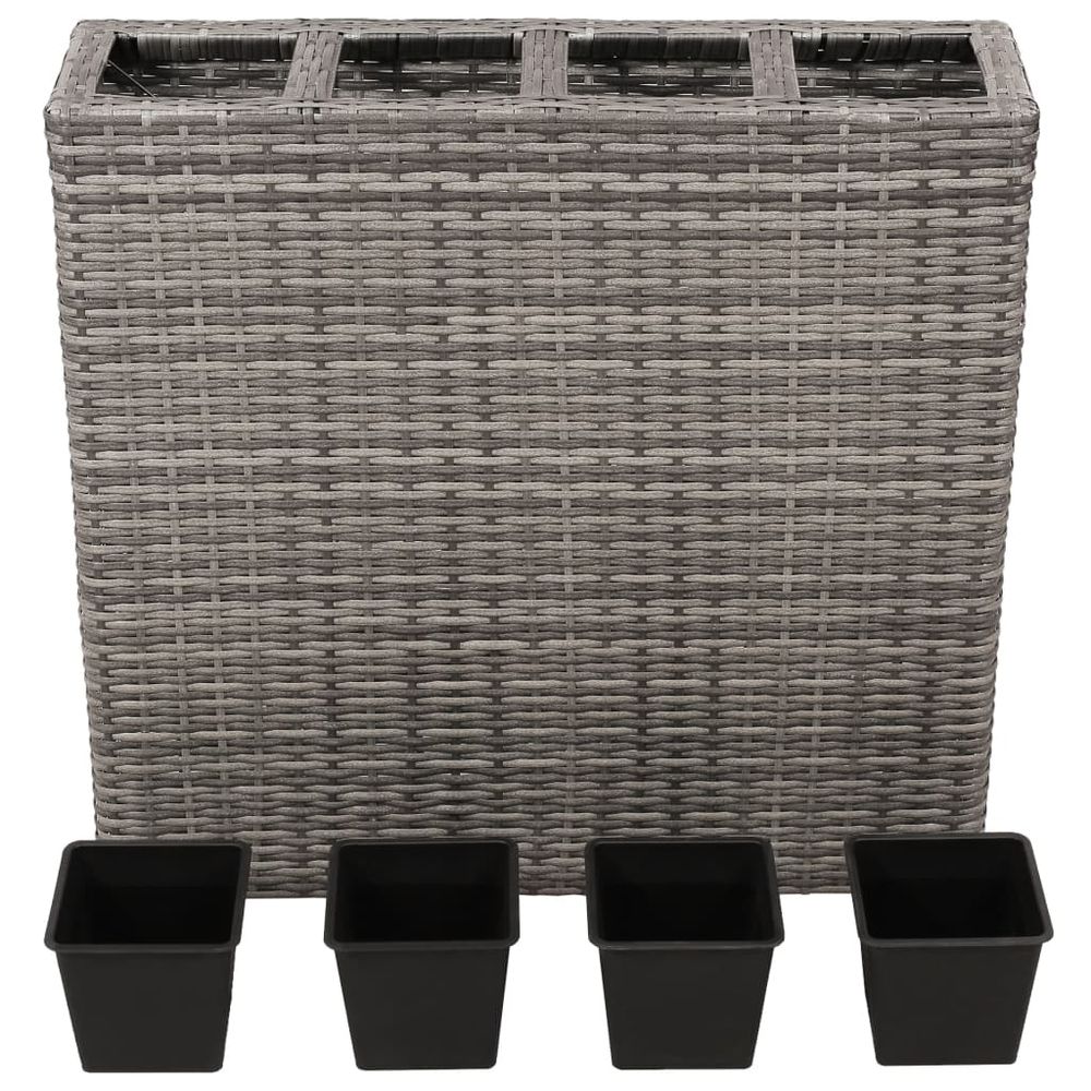 Garden Raised Bed with 4 Pots 2 pcs Poly Rattan Grey(2x45426) V069819800