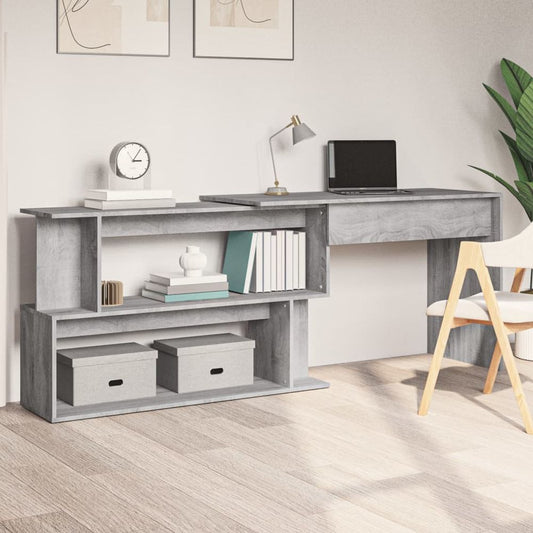 vidaXL Corner Desk Grey Sonoma 200x50x76 cm Engineered Wood V0671186732