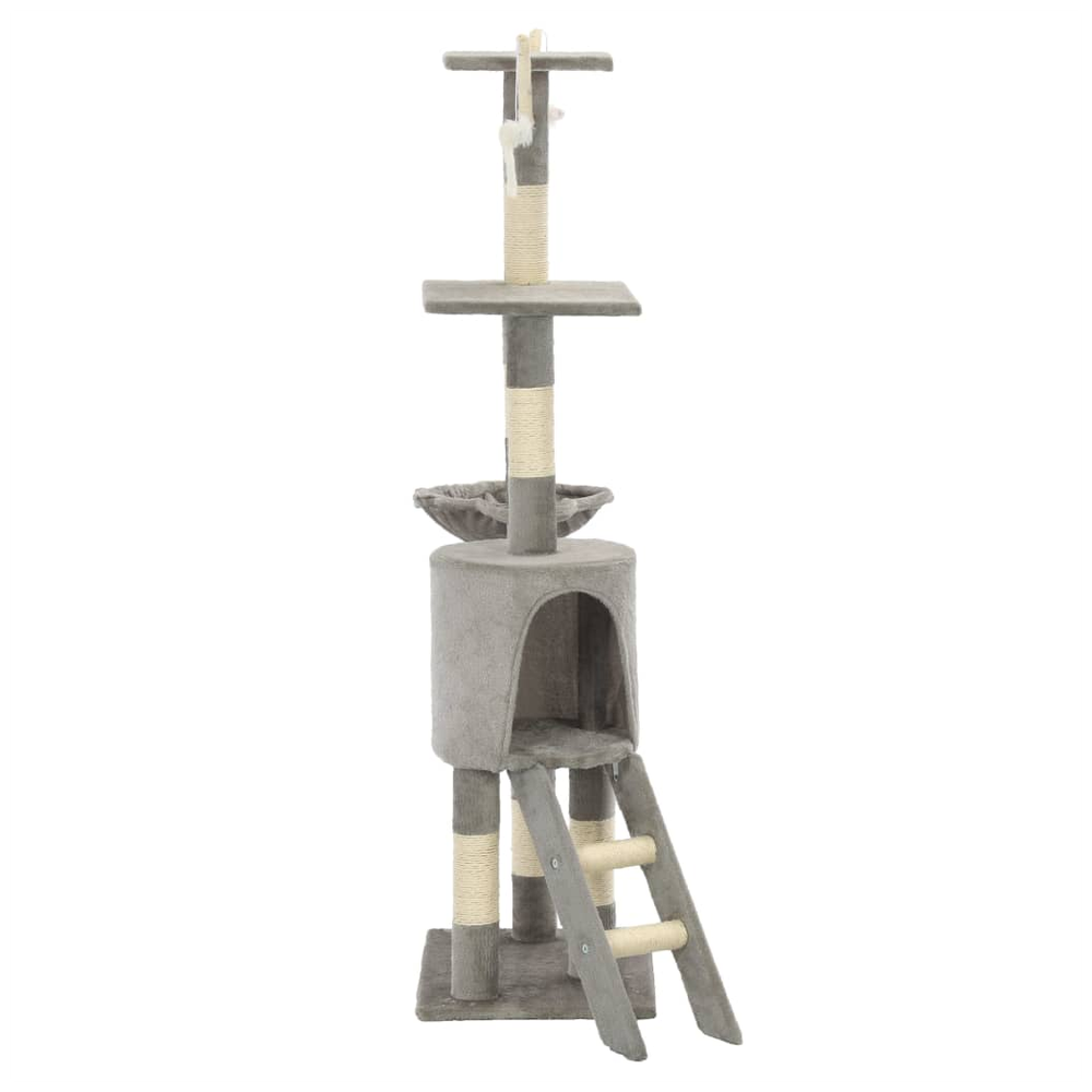 vidaXL Cat Tree with Sisal Scratching Posts 138 cm Grey V0671185442