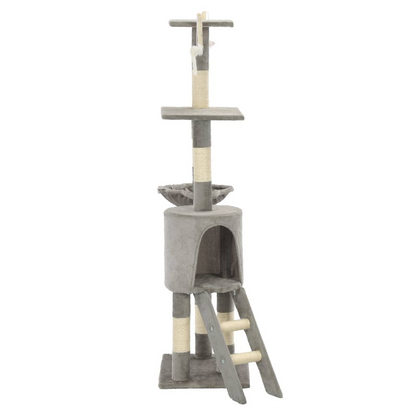 vidaXL Cat Tree with Sisal Scratching Posts 138 cm Grey V0671185442