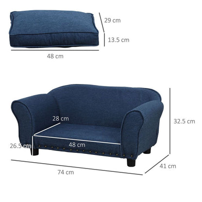 Dog Sofa Bed Pet Chair Couch Kitten Lounge w/ Cushion for XS and S Dogs - Blue S0671347281