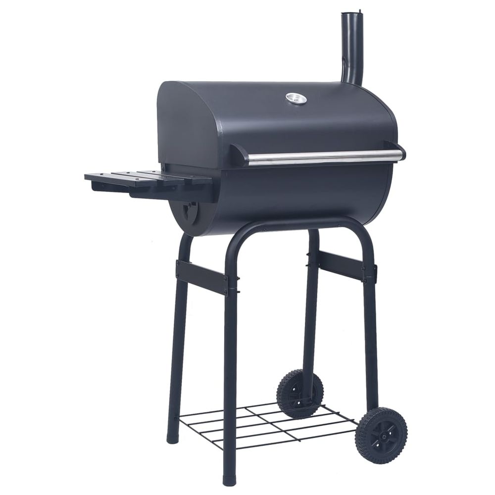 vidaXL Charcoal BBQ Grill Smoker with Bottom Shelf Black S0671350525