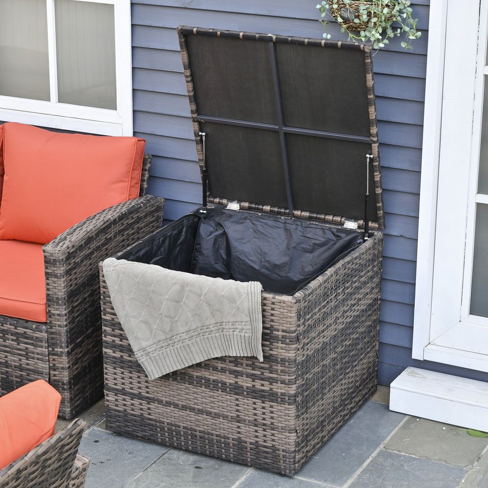 6 Pcs Rattan Wicker Sofa Set Sectional & Storage Table & Cushion Mixed Brown S067941890