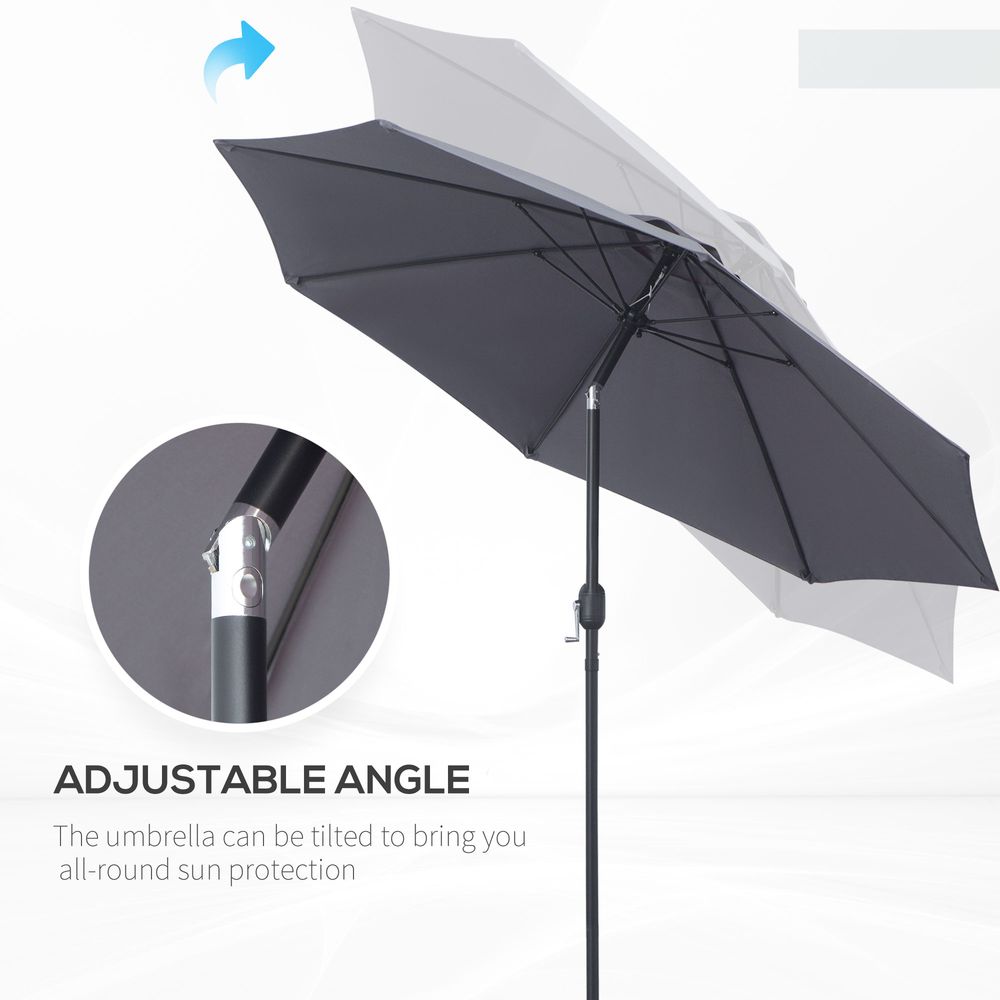 2.7M Patio Sun Umbrella Parasol Tilt Shade Aluminium Charcoal Grey S0671072264