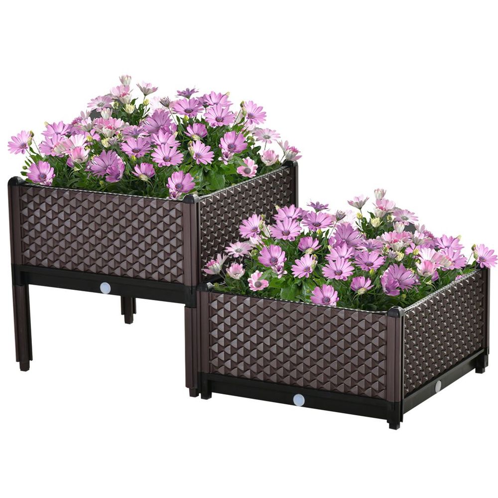 2-Piece Raised Garden Bed Planter Box for Flowers, Vegetables, Herbs S0671149071