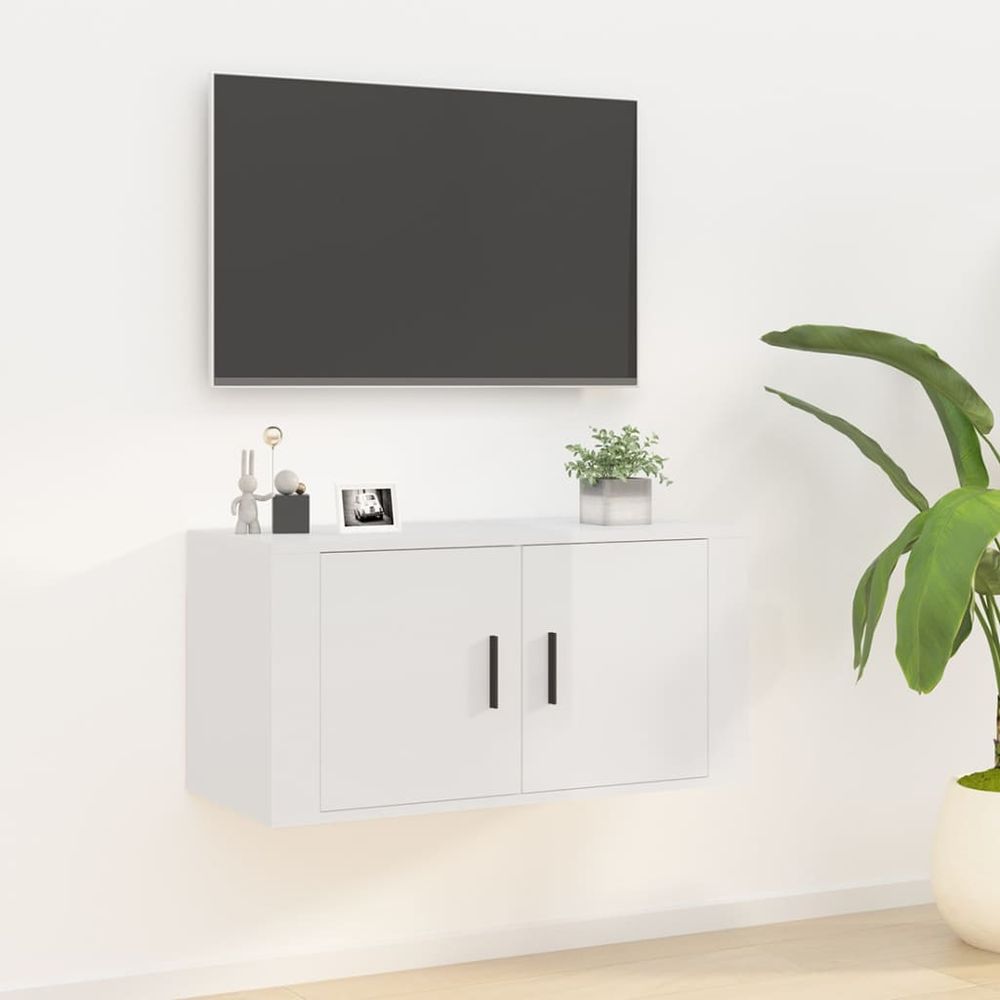 vidaXL Wall Mounted TV Cabinet White 57x34.5x40 cm V0671394818