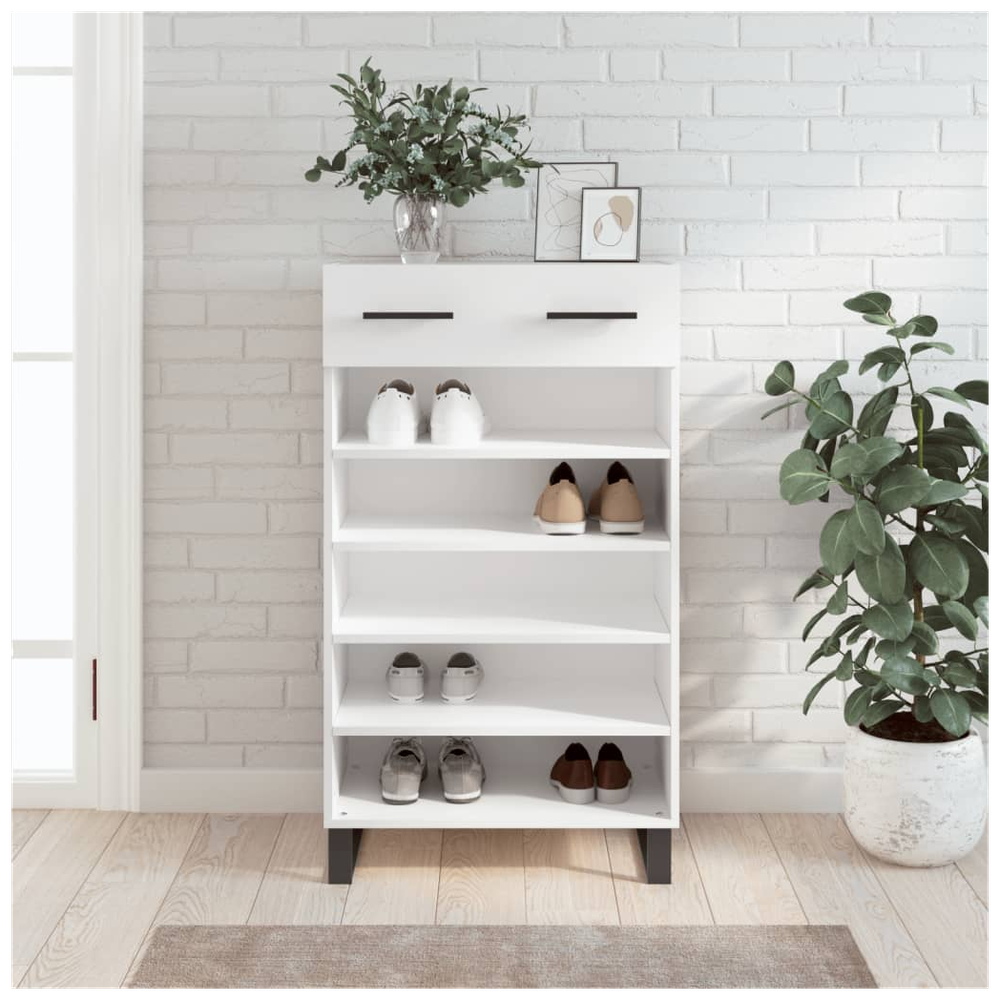 vidaXL Shoe Cabinet White 60x35x105 cm Engineered Wood S0671257037