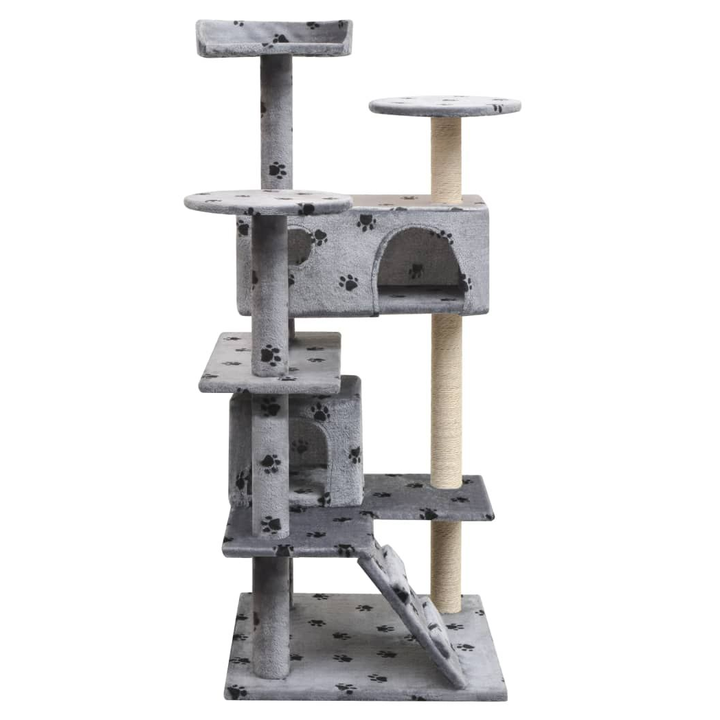 vidaXL Cat Tree with Sisal Scratching Posts 125 cm Paw Prints Grey S069789314