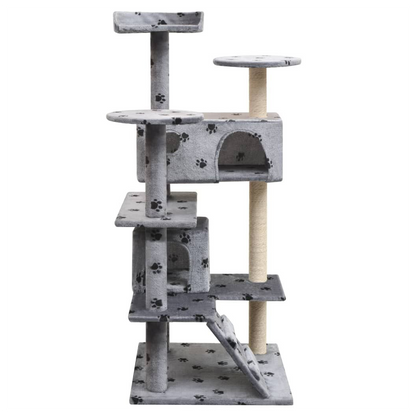 vidaXL Cat Tree with Sisal Scratching Posts 125 cm Paw Prints Grey S069789314