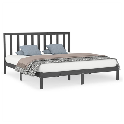 vidaXL Bed Frame Grey Solid Wood 180x200 cm Super King Size S0671025979