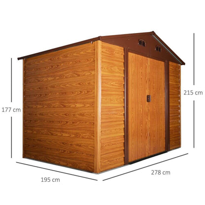 9.1x6.4ft Metal Garden Shed House Tool Storage & Foundation & Ventilation Brown S067941963