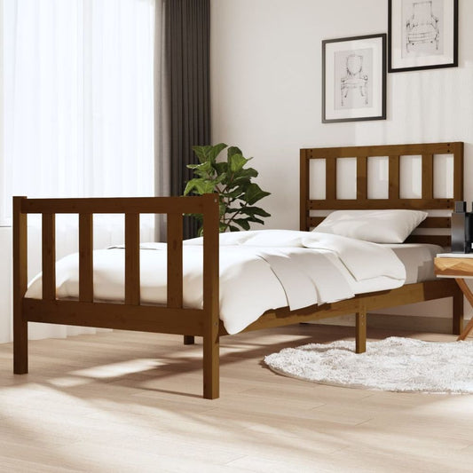 vidaXL Bed Frame Honey Brown Solid Wood 90x200 cm S067942580