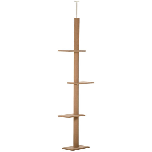 260cm Floor To Ceiling Cat Tree for Indoor Cats w/ Adjustable Height - Brown S0671070975