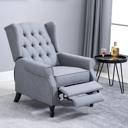 Recliner Armchair for Living Room Fabric Reclining Chair w/ Footrest Light Grey S0671347043