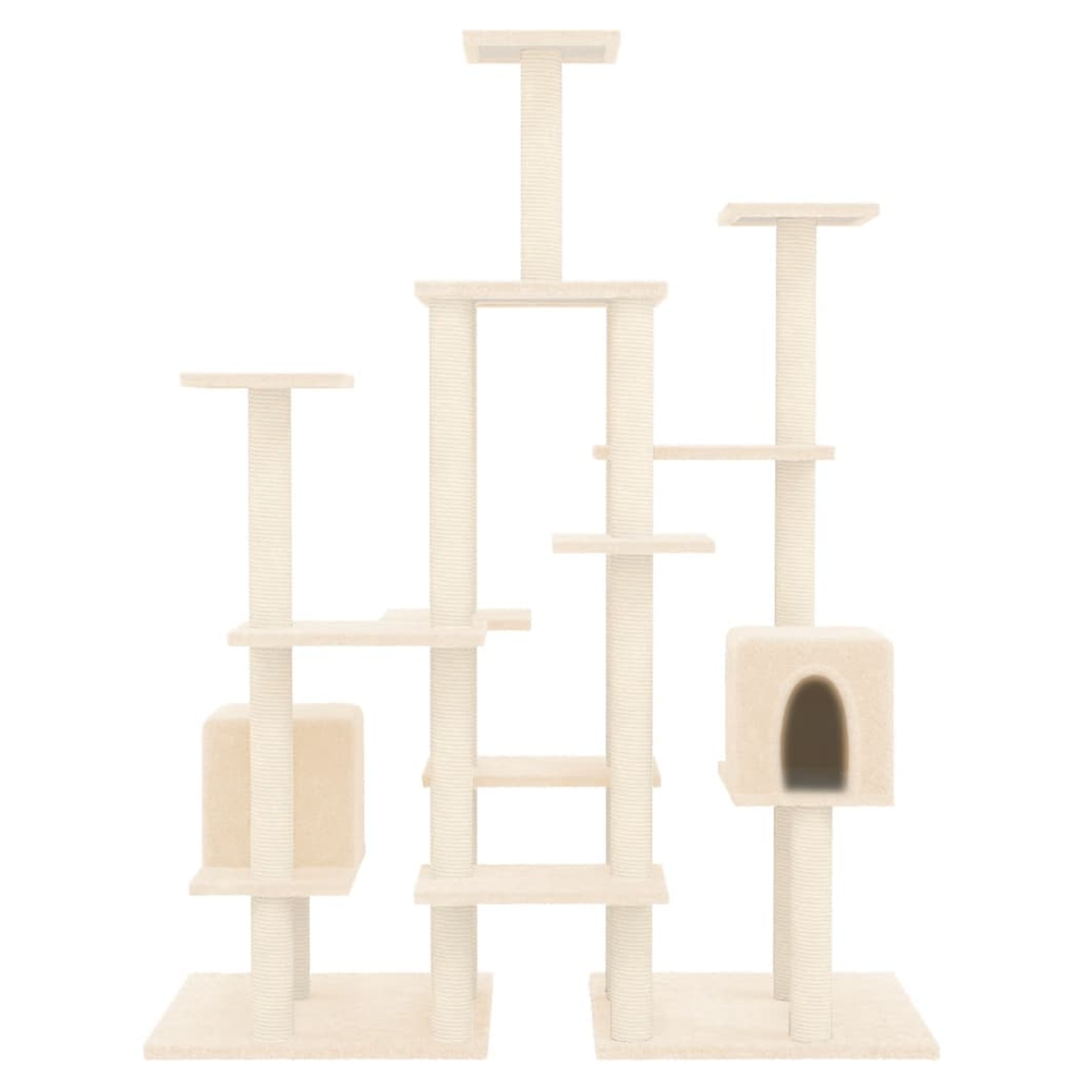 vidaXL Cat Tree with Sisal Scratching Posts Cream 145 cm S0671097567