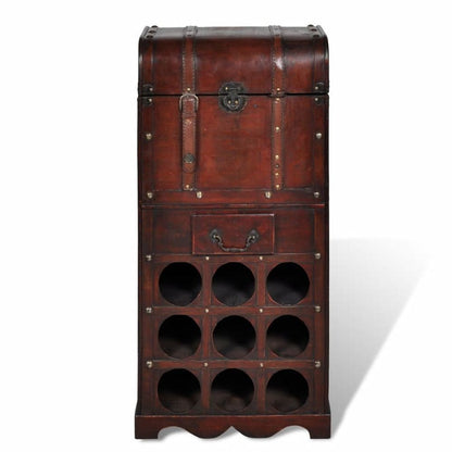 Wooden Wine Rack for 9 Bottles with Storage S069790379