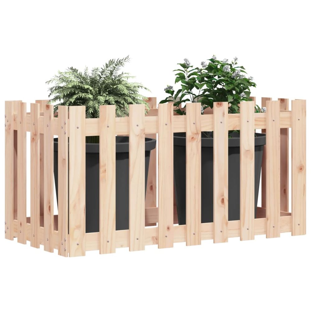 Garden Raised Bed with Fence Design 100x50x70 cm Solid Wood Pine S0671368387