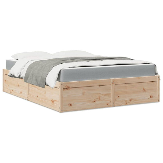 vidaXL Bed with Mattress 160x200 cm Solid Wood Pine S0671489369