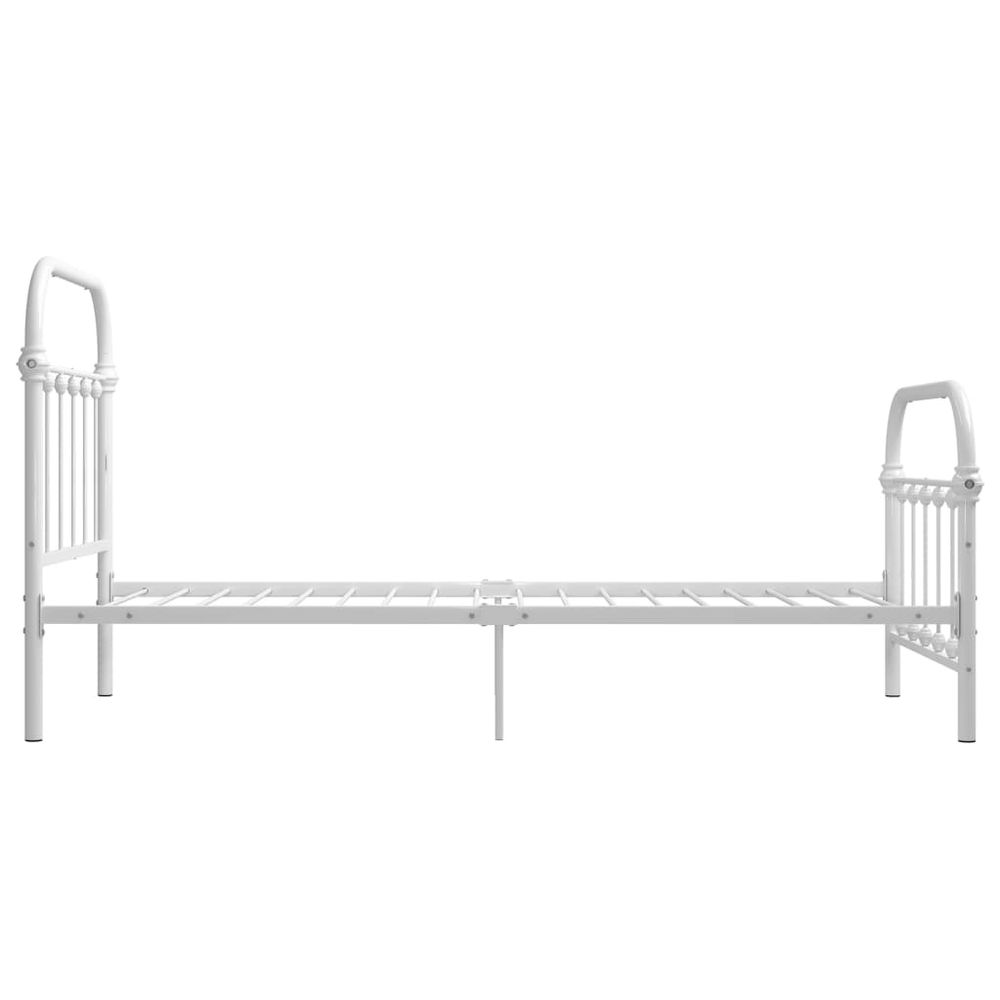 Bed Frame White Metal 90 x 200 cm to 180 x 200 cm S069795727