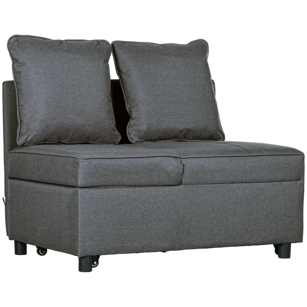 HOMCOM Folding Sleeper Sofa Bed Chair with Pillows, Pocket, Grey S0671383622