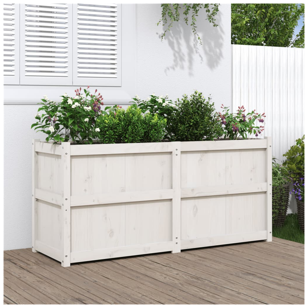 vidaXL Garden Planter White 150x50x70 cm Solid Wood Pine S0671381162