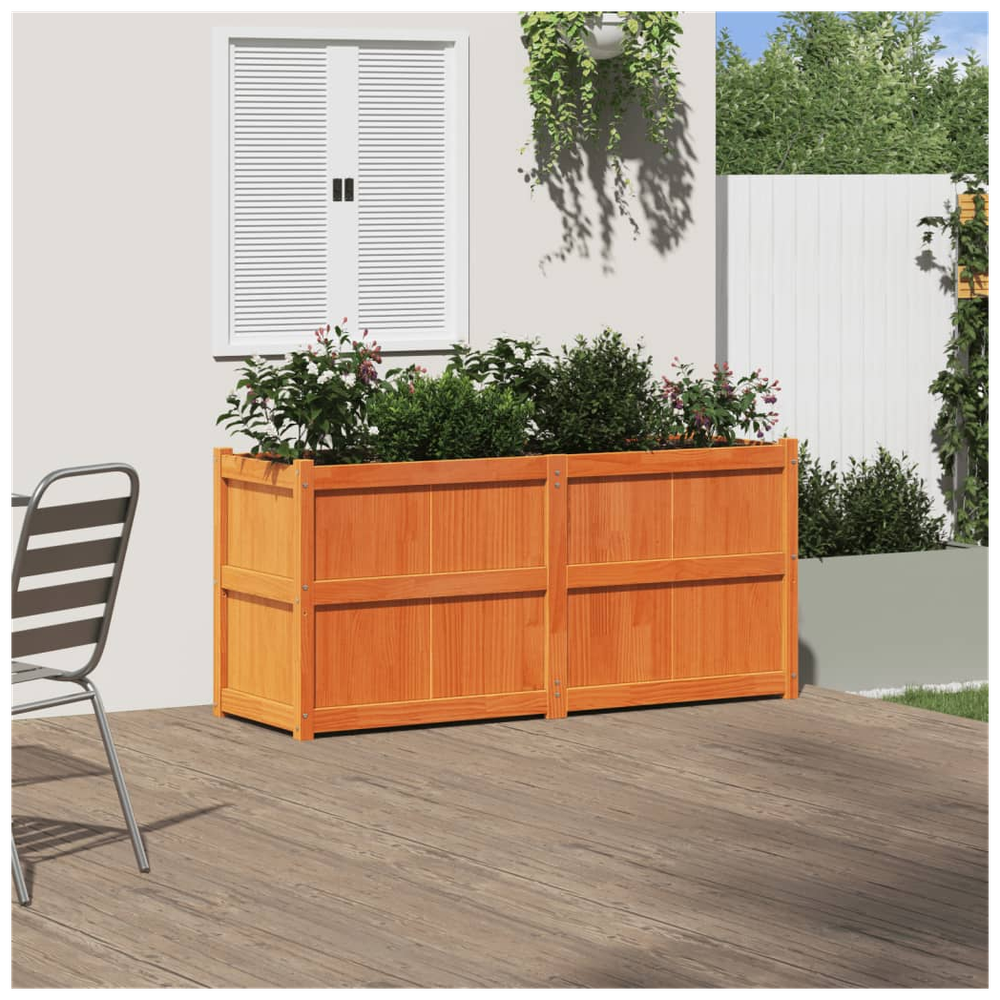 vidaXL Garden Planter Wax Brown 150x50x70 cm Solid Wood Pine S0671394904