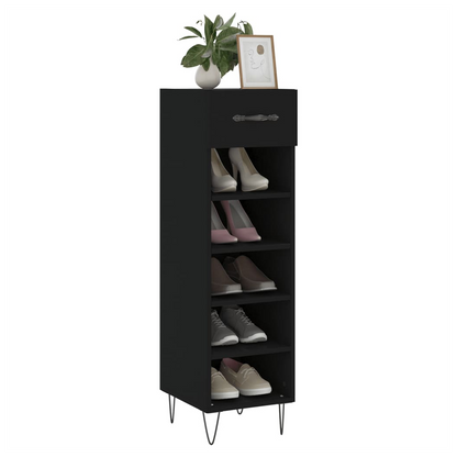 vidaXL Shoe Cabinet Black 30x35x105 cm Engineered Wood S0671259970