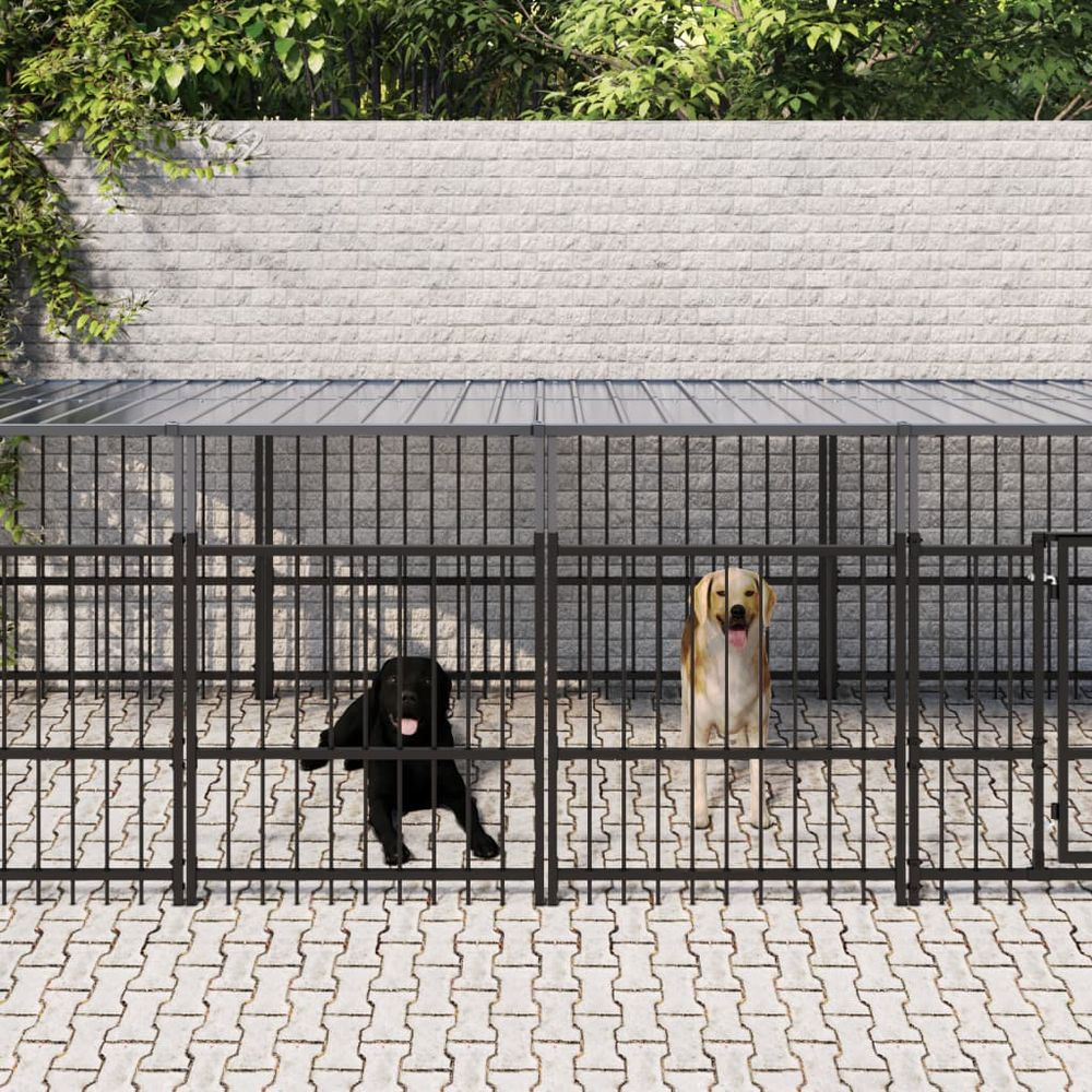 Outdoor Dog Kennel Steel 194 x 193.5 x 100 cm to 976 x 198 x 128 cm V0671100142