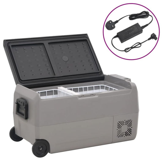 vidaXL Cool Box with Wheel and Adapter Black & Grey 60 L PP & PE S0671211450