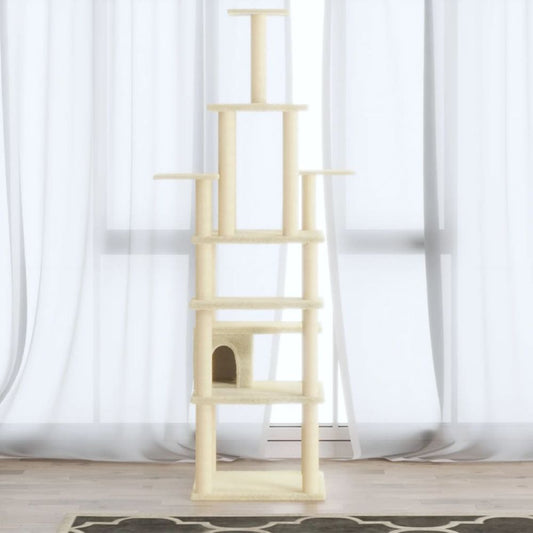 vidaXL Cat Tree with Sisal Scratching Posts Cream 183 cm V067940220