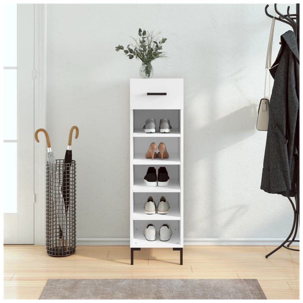 vidaXL Shoe Cabinet White 30x35x105 cm Engineered Wood S0671257441