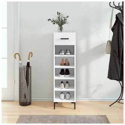 vidaXL Shoe Cabinet White 30x35x105 cm Engineered Wood S0671257441