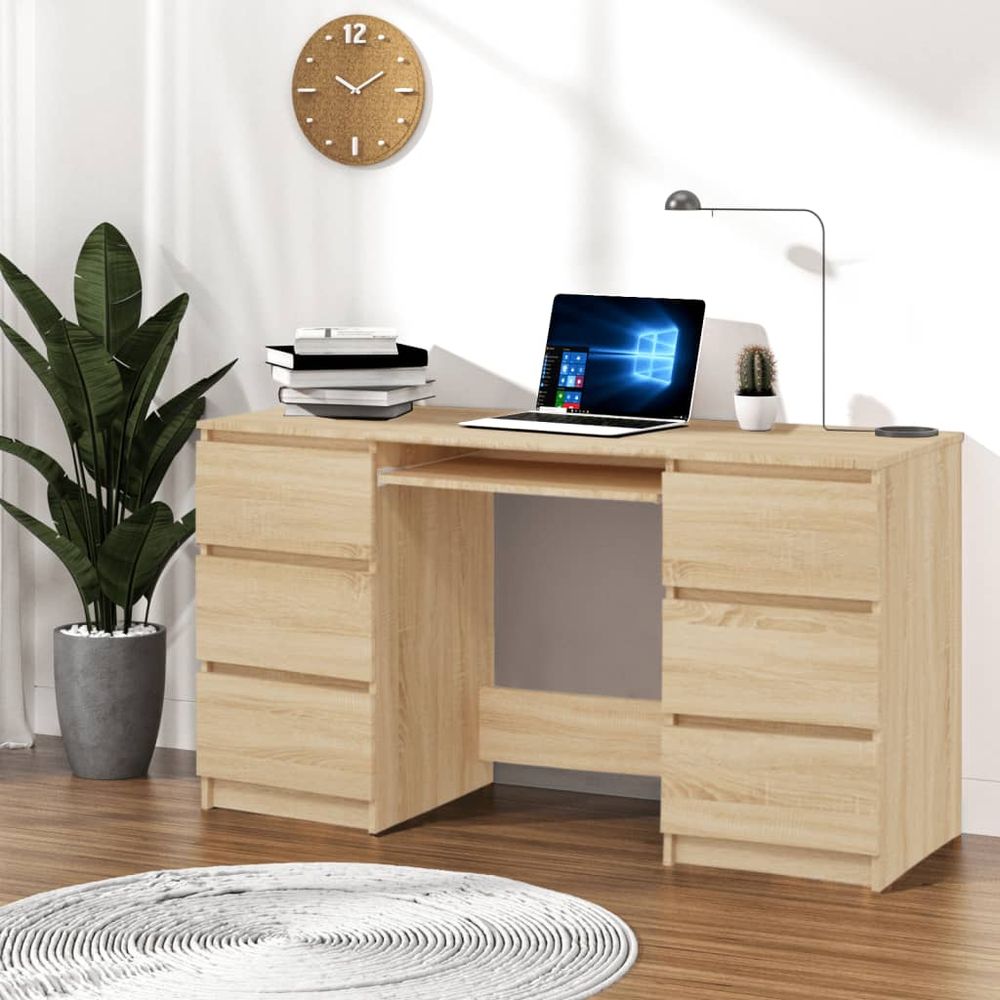 vidaXL Writing Desk High Gloss White 140x50x77 cm Engineered Wood V0671200376