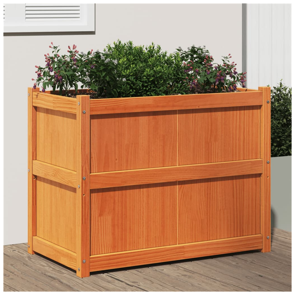 vidaXL Garden Planter Wax Brown 90x50x70 cm Solid Wood Pine S0671394879