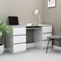 vidaXL Writing Desk High Gloss White 140x50x77 cm Engineered Wood V0671200379