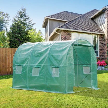 Polytunnel Walk-in Greenhouse with Zip Door and Windows V067942276