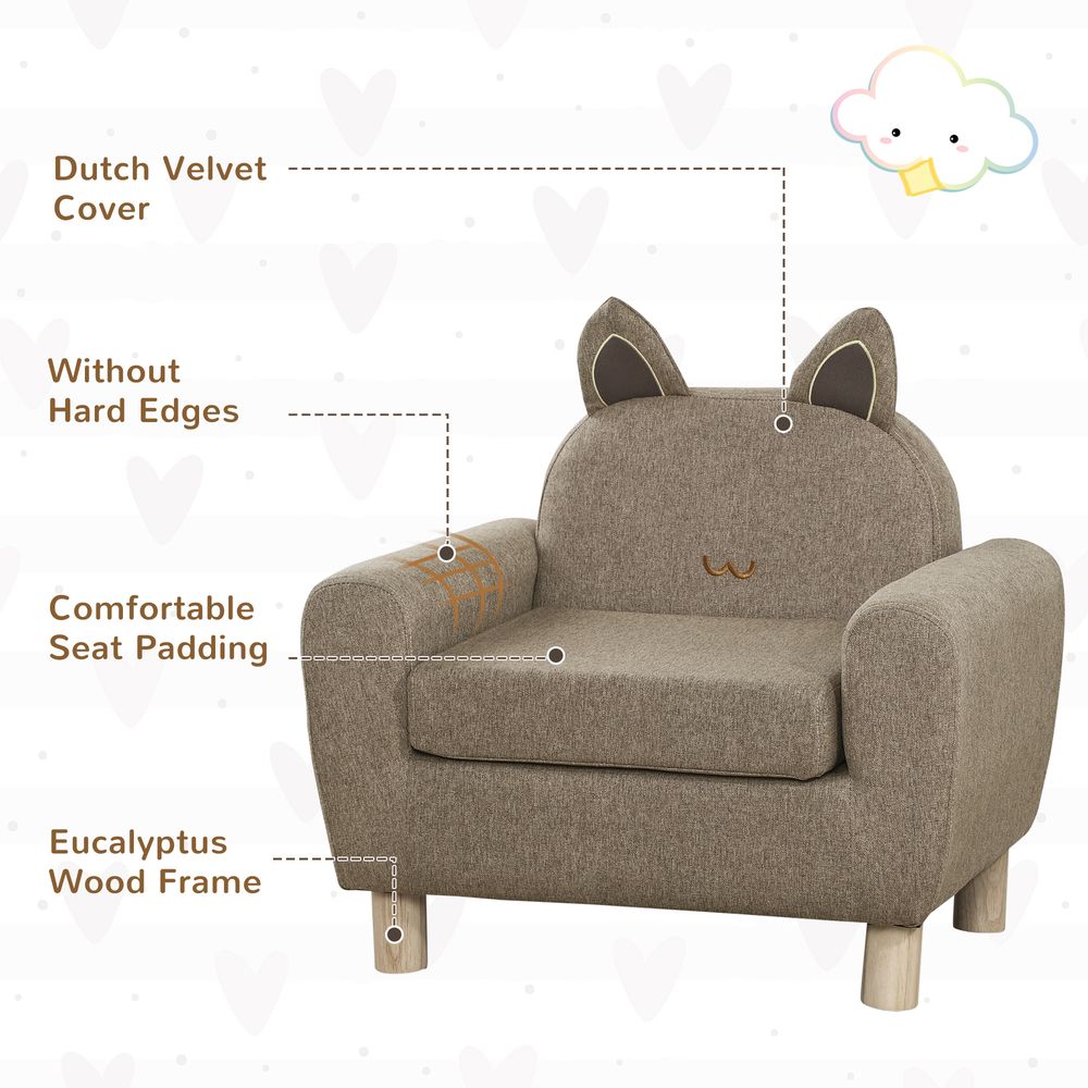 Kids Mini Sofa Toddler Chair Children Armchair for Bedroom Playroom Brown S0671347038