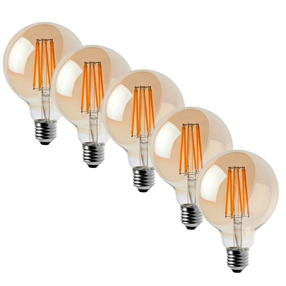 5 Pack of Vintage Globe Edison LED Light Bulb G95 8W, E27 Screw Bulb S0671114249