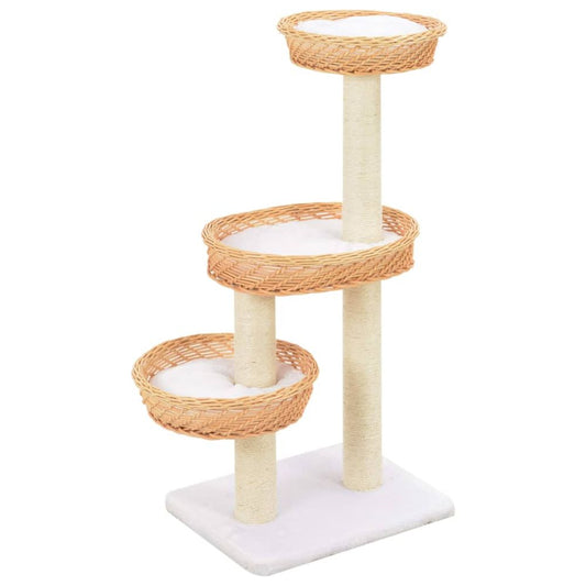 vidaXL Cat Tree with Sisal Scratching Post Natural Willow Wood S069789530