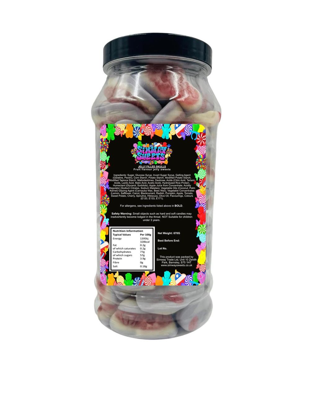 Jelly Filled Skulls Jellies Gummy Retro Sweets Gift Jar