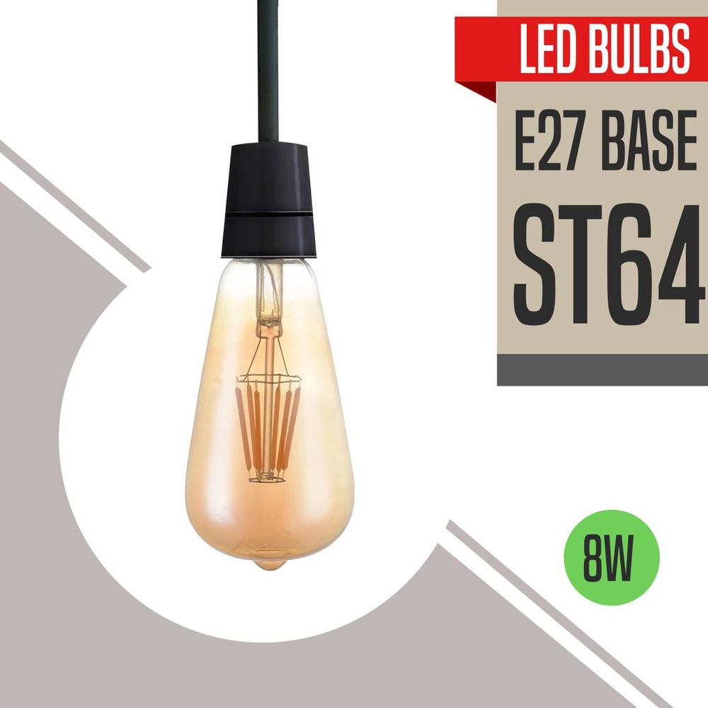 2Pack E27 LED Edison Dimmable Vintage Amber Glass Warm white 2700K Light Bulb S0671114263