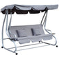 Outsunny 3-Seater Garden Hammock Swing Chair Bench Luxury W/2 Free Pillows-Grey S0671072023