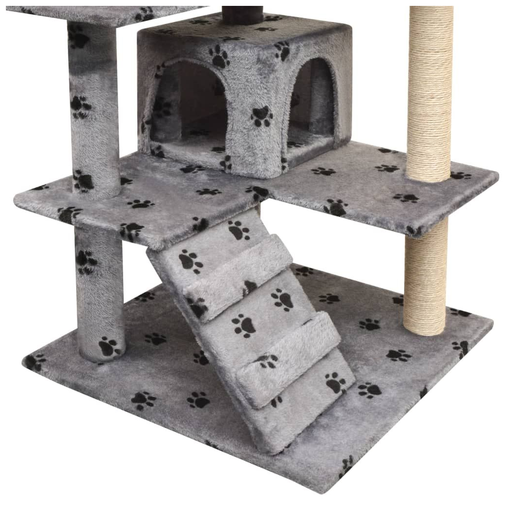 vidaXL Cat Tree with Sisal Scratching Posts 125 cm Paw Prints Grey S069789314