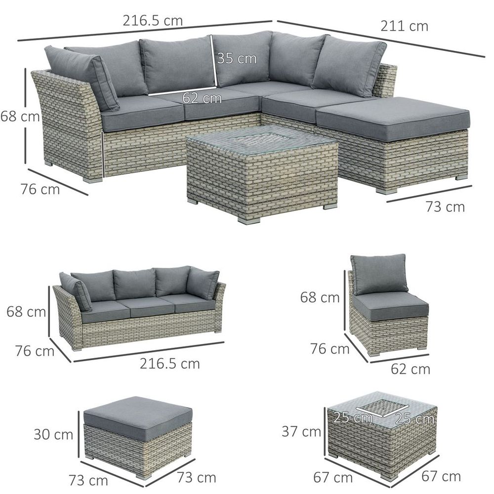 Patio PE Rattan Sofa Sectional Conversation Furniture Set w/ Ice Bucket S0671149277