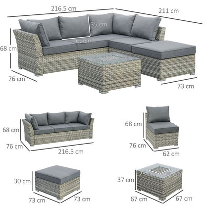 Patio PE Rattan Sofa Sectional Conversation Furniture Set w/ Ice Bucket S0671149277